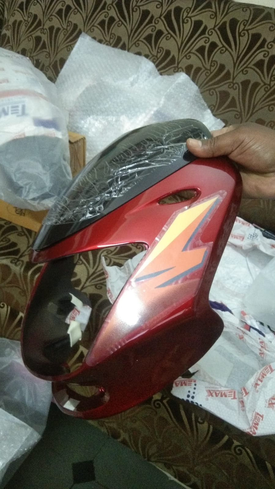 Bajaj Caliber Croma Headlight Visor Mask Fairing Red