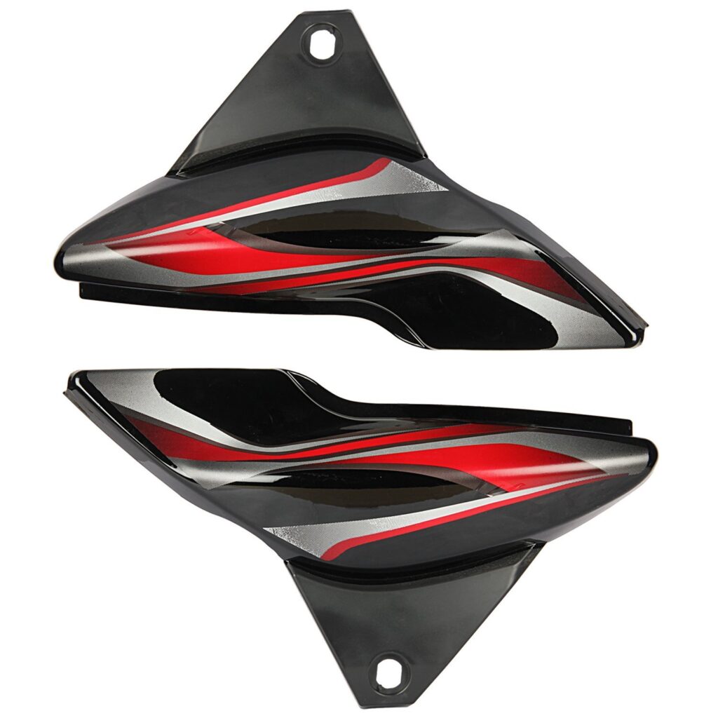 Durable bajaj discover side panel in black and red finish for 125 and 150 models