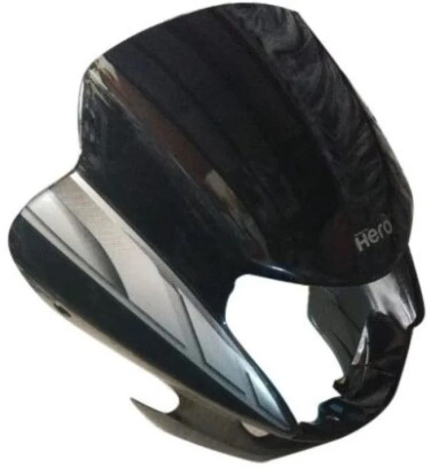 Hero HF Deluxe Headlight Visor Mask Fairing Black Silver