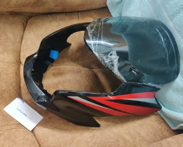 Hero Passion X Pro Headlight Visor Mask Fairing Black Red Sticker