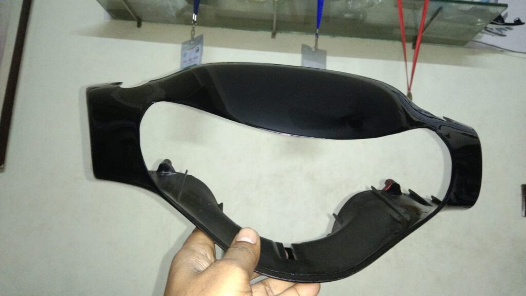 Black tvs scooty headlight visor mask fairing made of durable fiber material