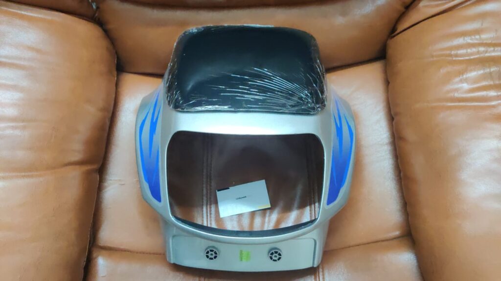 tvs victor headlight visor mask fairing om made of durable fiber material