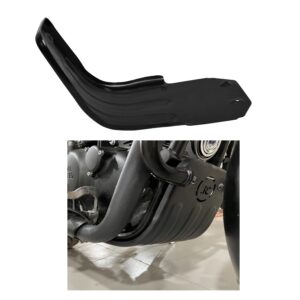 Black metal bullet engine guard mounted on a motorcycle