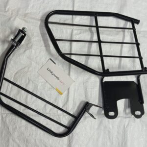 Sturdy black metal cbz xtreme saree guard designed for rear wheel pillion safety