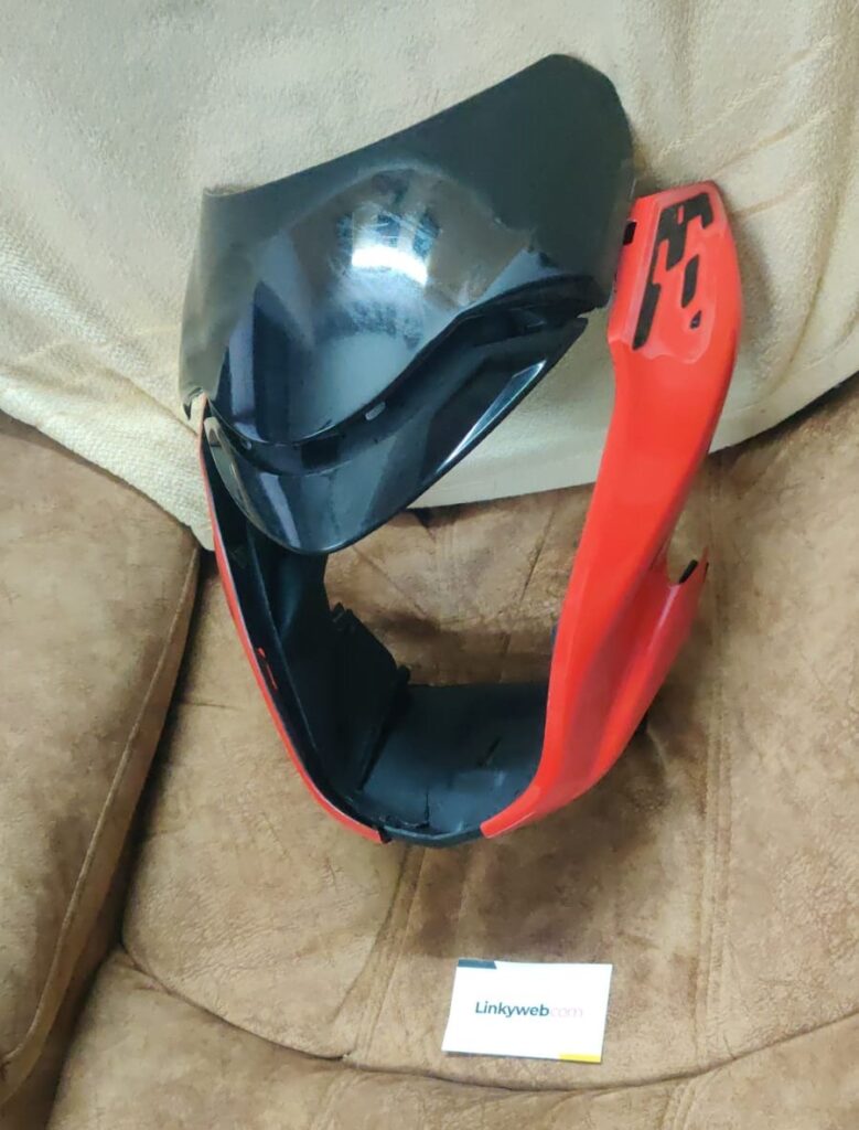 Hero glamour bs6 headlight visor mask in red fiber material