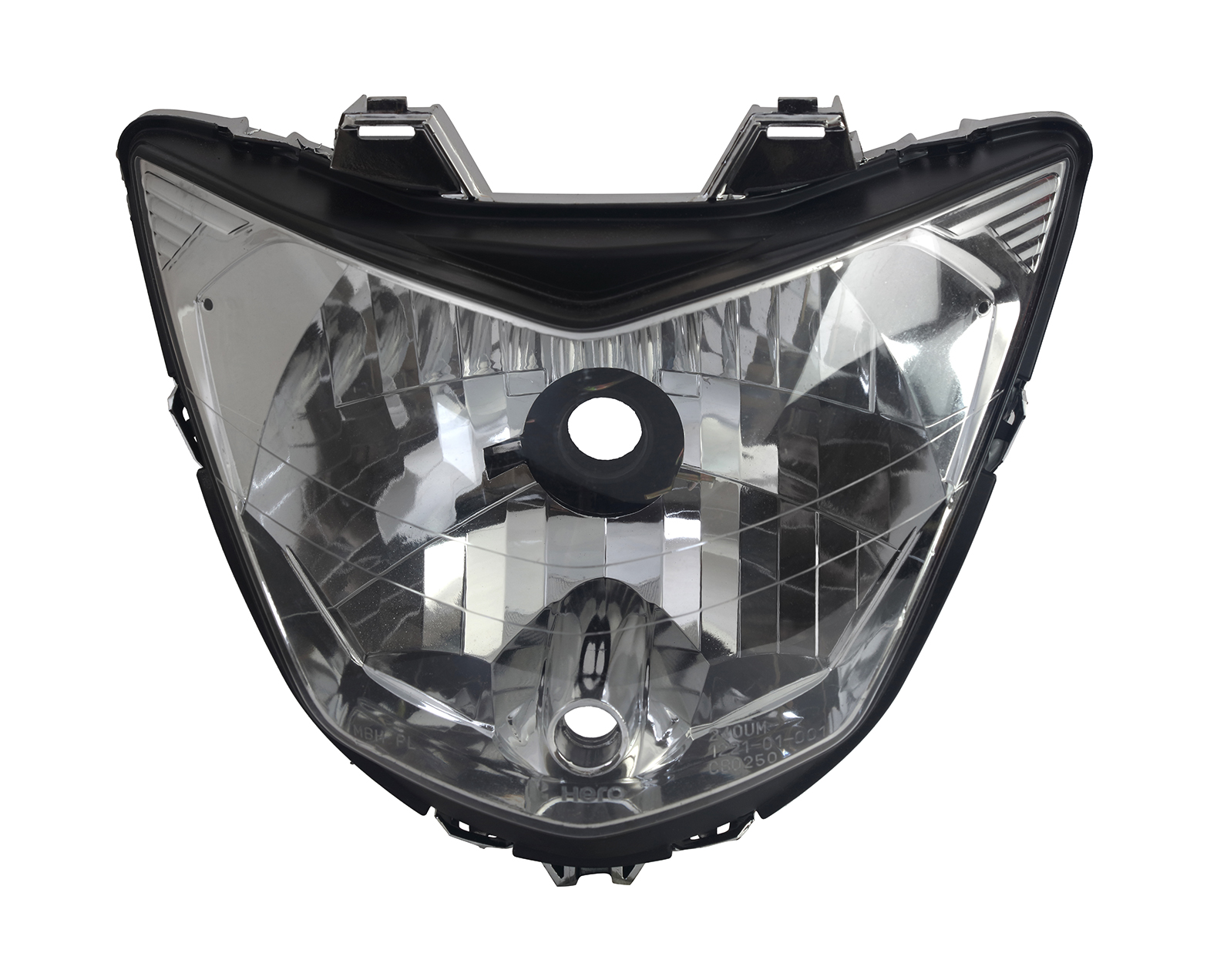 Hero glamour headlight assembly showing front housing and mounting points for motorcycle