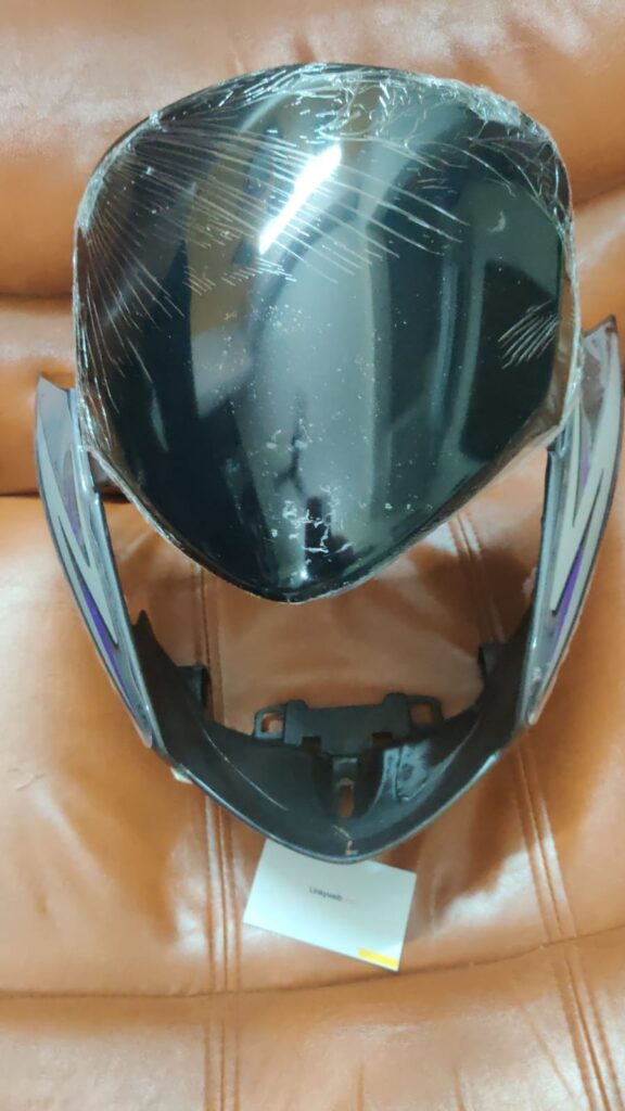 Honda cb shine silver visor mask fairing mounted on a display background