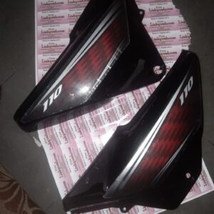 Honda Dream Neo side panel in black and red finish with matching sticker