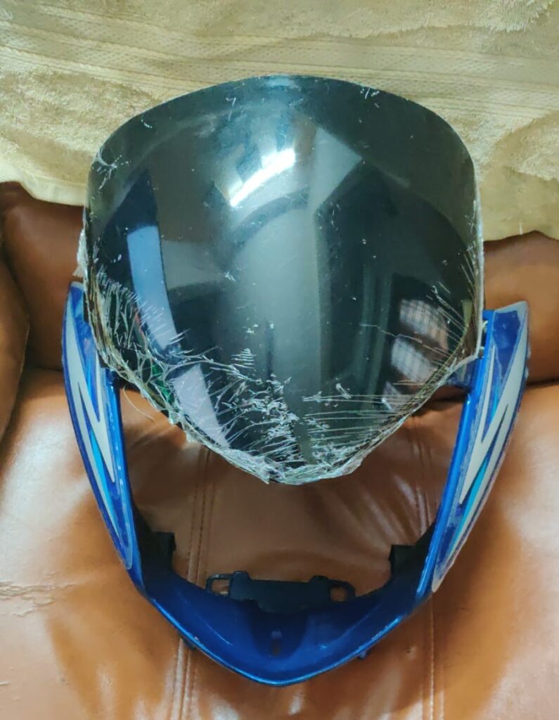 Honda Shine Blue Visor Fairing Mask mounted on motorcycle