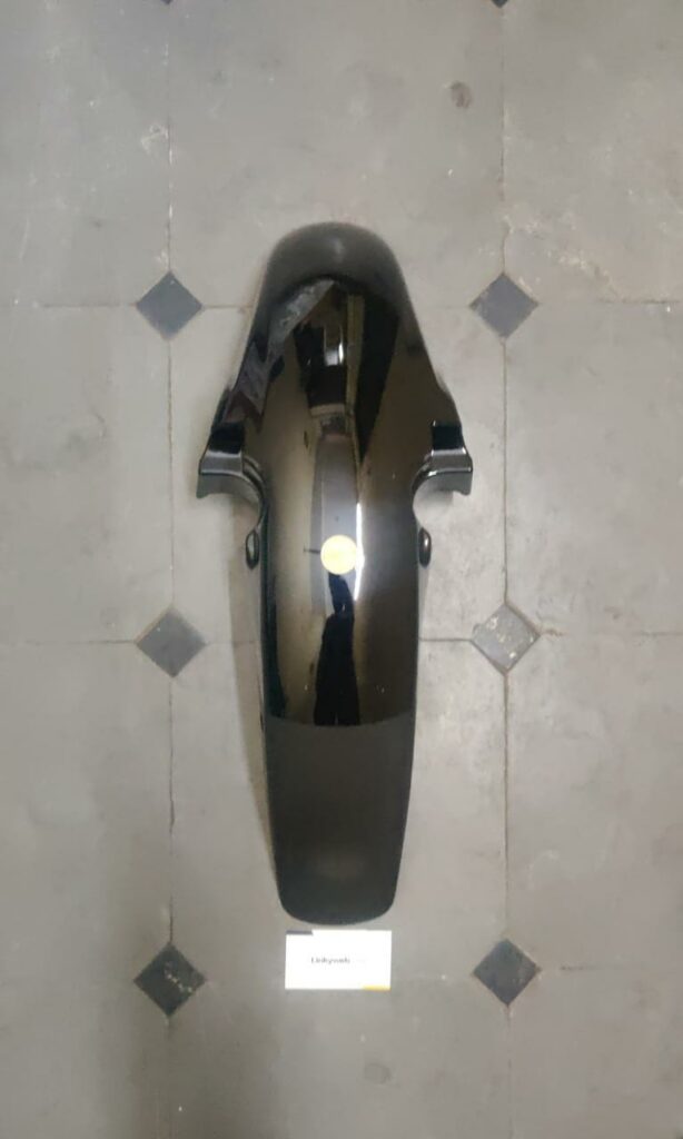 Black honda shine front mudguard made of durable fiber material