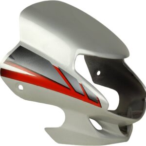 Hero HF Deluxe Headlight Visor Mask Fairing Silver Red