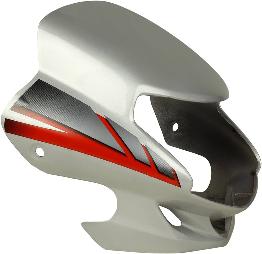 Hero HF Deluxe Headlight Visor Mask Fairing Silver Red