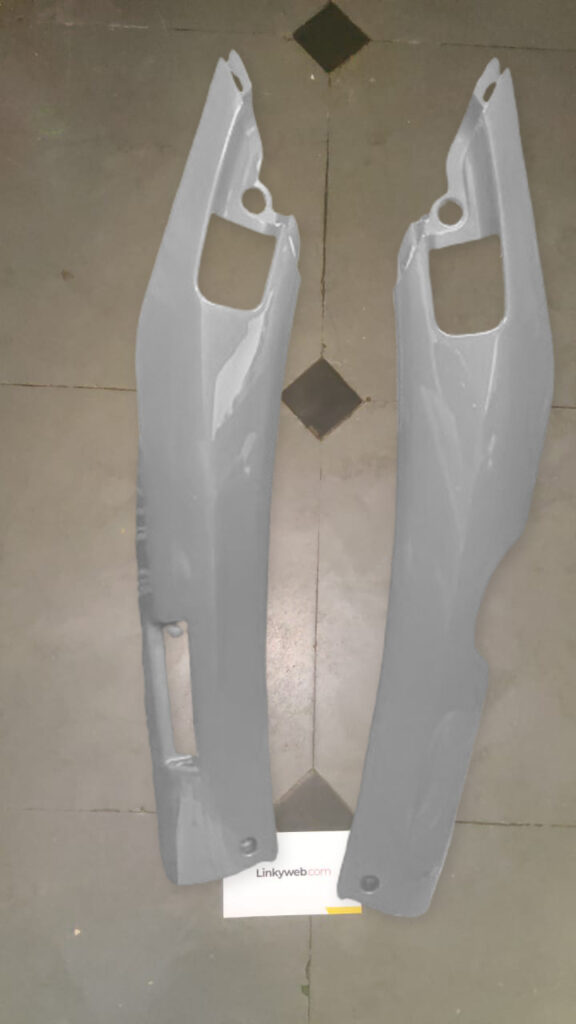 tvs jupiter grey foot trim installed on a scooter showing its durable fiber finish