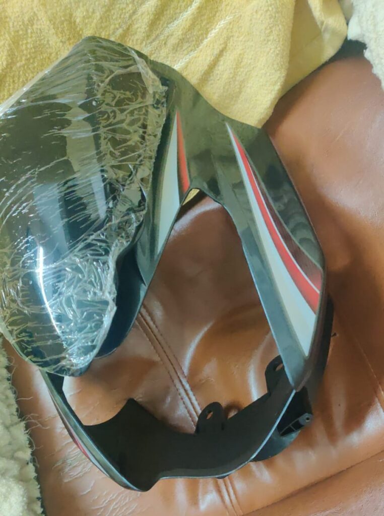Grey fiber tvs star sport visor for motorcycle headlight protection