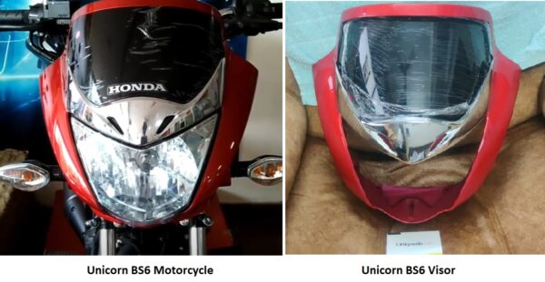unicorn-bs6-red-visor2.jpeg Honda Unicorn BS6 Headlight Visor Mask Fairing Red