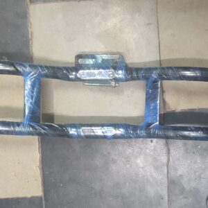 Heavy duty metal yamaha fz leg guard mounted on a motorcycle