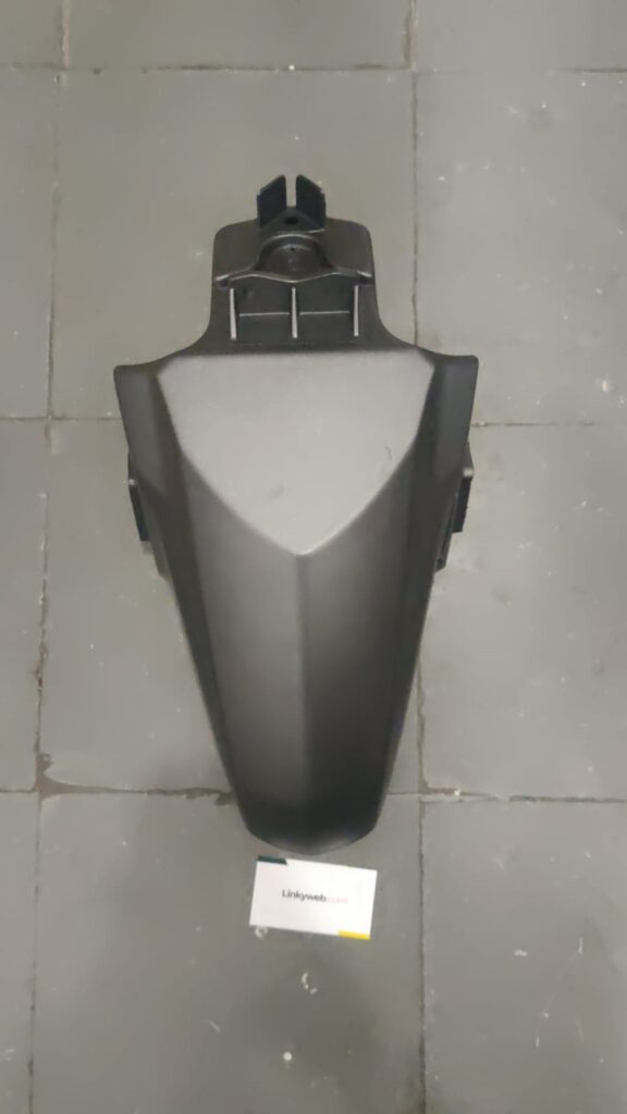 Front view of a black honda dio bs6 mudguard made from durable fiber material