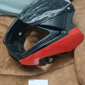 Splendor iSmart Headlight Visor Black Red Fairing front view